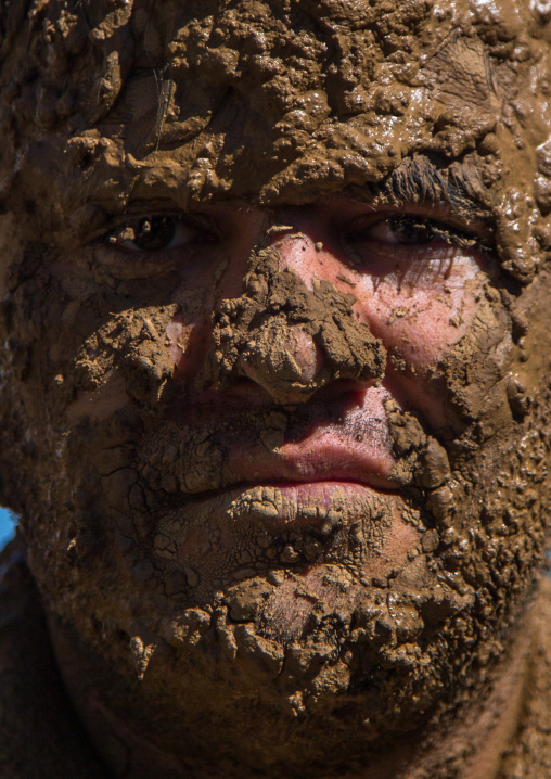 Iranian Shiite Muslim Man Covered In Mud During Ashura, The Day Of The Death Of Imam Hussein, Kurdistan Province, Bijar, Iran