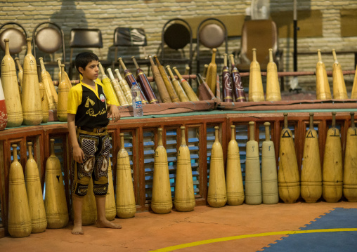 Boy Training At Saheb A Zaman Club Zurkhaneh, Yazd Province, Yazd, Iran