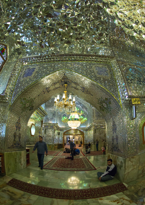 Muslim Shiite People Hall Of The Shah-e-cheragh Mausoleum, Fars Province, Shiraz, Iran