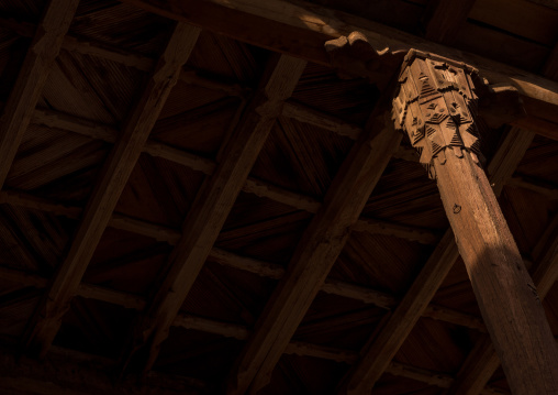 Ancient Building Wooden Pillar In Zoroastrian Village, Isfahan Province, Abyaneh, Iran