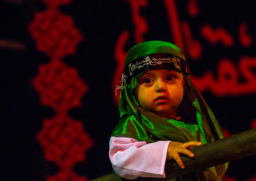 Iranian Shiite Muslim Boy Dressed For Muharram Celebration, Isfahan Province, Kashan, Iran