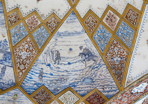 Detail Of A Painted Ceiling In Bagh-e Tarikhi-ye Fin Garden, Isfahan Province, Kashan, Iran