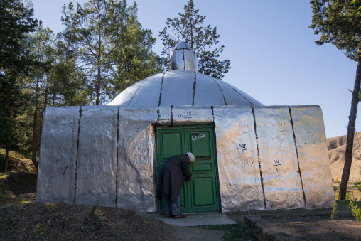 Iranian Shiite Iman Entering In A Shrine, Golestan Province, Karim Ishan, Iran