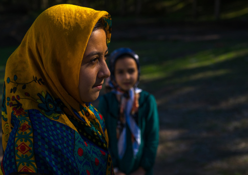 Turkmen Girls With Traditional Clothing, Golestan Province, Karim Ishan, Iran