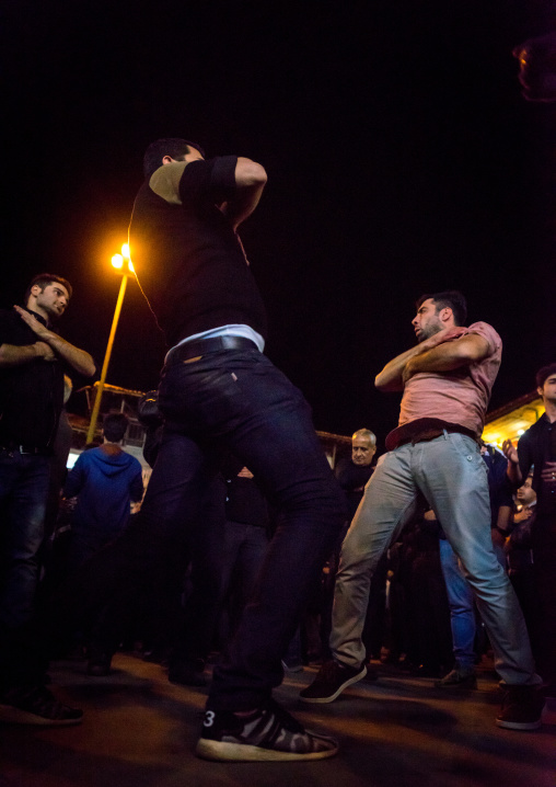 Iranian Shiite Muslim Men Chanting And Self-flagellating During Ashura, The Day Of The Death Of Imam Hussein, Golestan Province, Gorgan, Iran