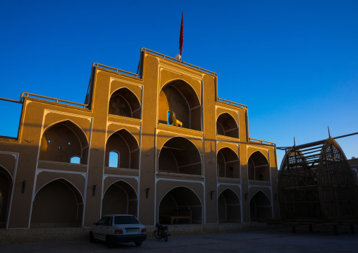 A Wooden Nakhl In Front Of The Three-storey Hosseinieh 
, Yazd Province, Yazd, Iran