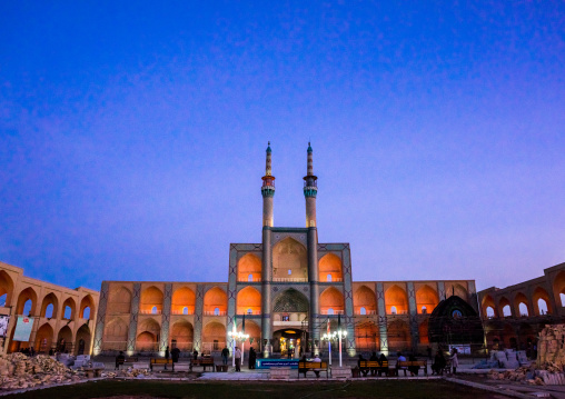 A Wooden Nakhl In Front Of The Three-storey Takieh Which Forms Part Of The Amir Chakhmaq Complex, Yazd Province, Yazd, Iran