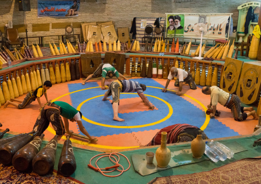 Men Training At Saheb A Zaman Club Zurkhaneh, Yazd Province, Yazd, Iran