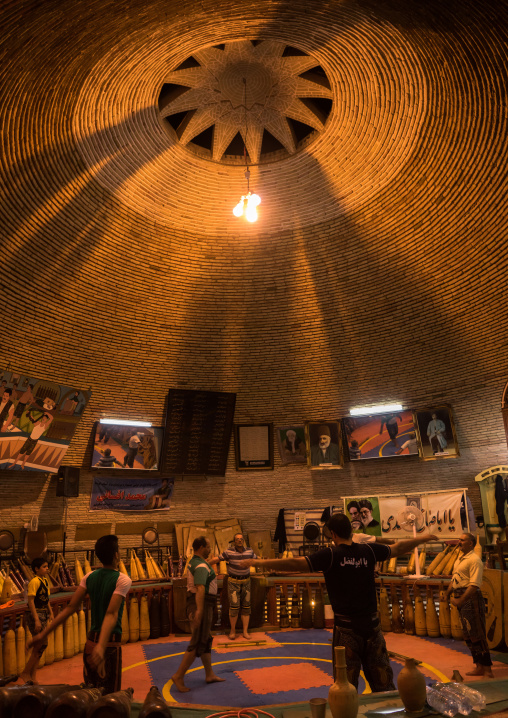 Men Training At Saheb A Zaman Club Zurkhaneh In A Former Water Reservoir, Yazd Province, Yazd, Iran