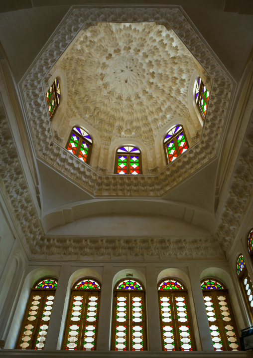 Ceiling With Its Intricate And Elaborate Patterns In Aghazadeh Mansion, Fars Province, Abarkooh, Iran