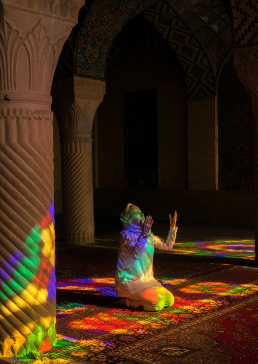 Interior Of Nasir Ol Molk Mosque Winter Prayer Hall, Fars Province, Shiraz, Iran