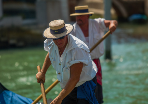 Italian gondoliers, Veneto Region, Venice, Italy