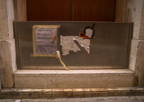 Protection against the flood in front of a house in the old town, Veneto Region, Venice, Italy