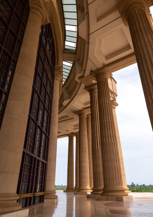 Colonnades in our lady of peace basilica christian cathedral built by Felix Houphouet-Boigny, Région des Lacs, Yamoussoukro, Ivory Coast