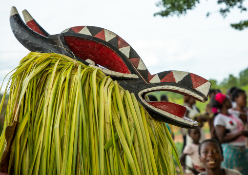 Goli sacred mask dance in Baule tribe during a ceremony, Région des Lacs, Bomizanbo, Ivory Coast