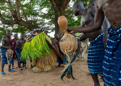 Goli sacred mask in Baule tribe during a ceremony, Région des Lacs, Bomizanbo, Ivory Coast