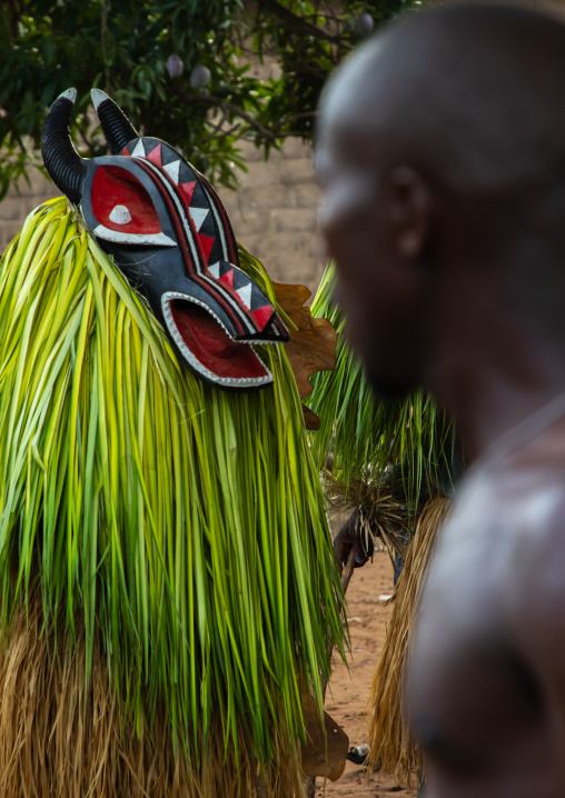 Goli sacred mask in Baule tribe during a ceremony, Région des Lacs, Bomizanbo, Ivory Coast