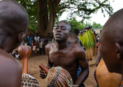 Goli sacred mask in Baule tribe during a ceremony, Région des Lacs, Bomizanbo, Ivory Coast