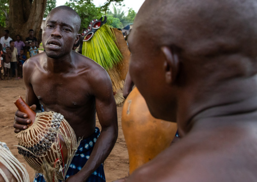 Goli sacred mask in Baule tribe during a ceremony, Région des Lacs, Bomizanbo, Ivory Coast