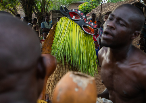 Goli sacred mask in Baule tribe during a ceremony, Région des Lacs, Bomizanbo, Ivory Coast