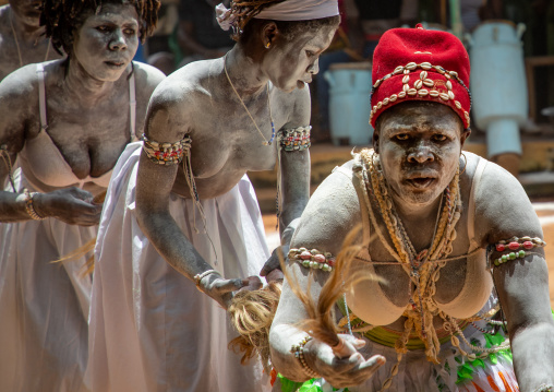 Women dancing during a ceremony in Adjoua Messouma Komians initiation centre, Moyen-Comoé, Aniassue, Ivory Coast