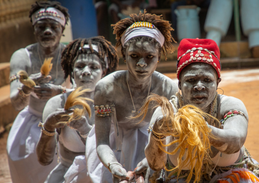 Women dancing during a ceremony in Adjoua Messouma Komians initiation centre, Moyen-Comoé, Aniassue, Ivory Coast