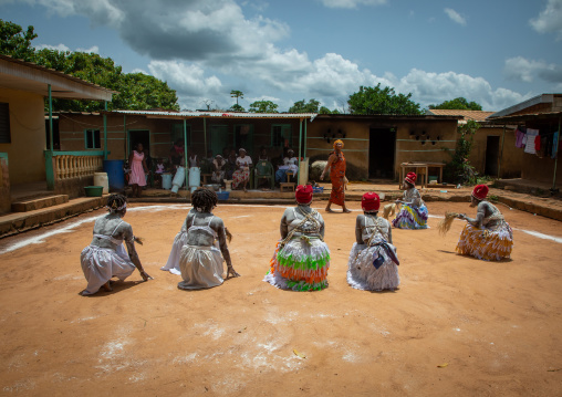 Women dancing during a ceremony in Adjoua Messouma Komians initiation centre, Moyen-Comoé, Aniassue, Ivory Coast