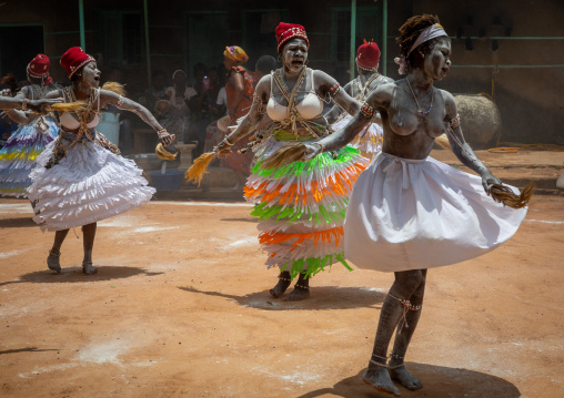 Women dancing during a ceremony in Adjoua Messouma Komians initiation centre, Moyen-Comoé, Aniassue, Ivory Coast