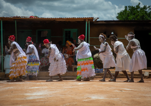 Women dancing during a ceremony in Adjoua Messouma Komians initiation centre, Moyen-Comoé, Aniassue, Ivory Coast