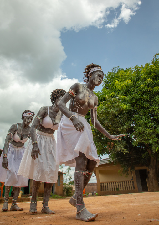 Women dancing during a ceremony in Adjoua Messouma Komians initiation centre, Moyen-Comoé, Aniassue, Ivory Coast