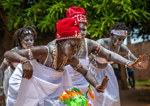 Women dancing during a ceremony in Adjoua Messouma Komians initiation centre, Moyen-Comoé, Aniassue, Ivory Coast