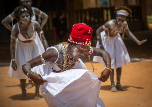 Women dancing during a ceremony in Adjoua Messouma Komians initiation centre, Moyen-Comoé, Aniassue, Ivory Coast