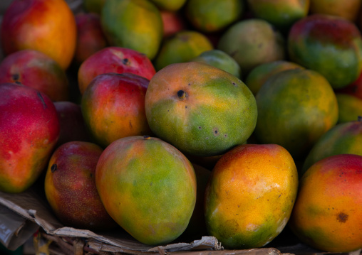 Mangos for sale in a market, Moyen-Comoé, Abengourou, Ivory Coast