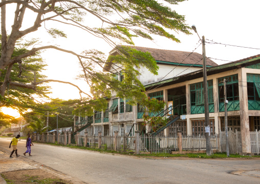 Old french colonial building which was the former customs house in the UNESCO world heritage area, Sud-Comoé, Grand-Bassam, Ivory Coast