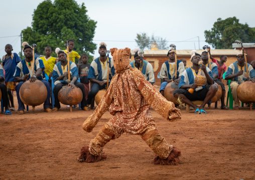 Boloye dance of the panther man in the Senufo community, Savanes district, Waraniene, Ivory Coast