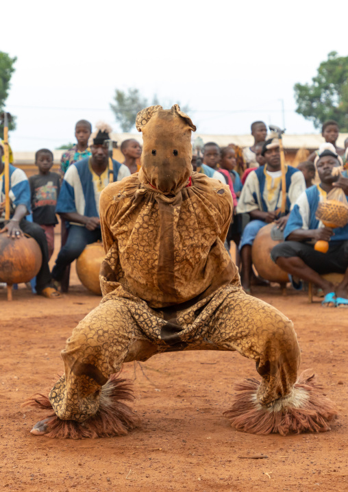 Boloye dance of the panther man in the Senufo community, Savanes district, Waraniene, Ivory Coast