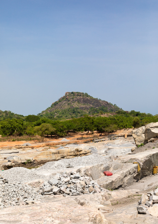 African people working in a granite quarry, Savanes district, Shienlow, Ivory Coast