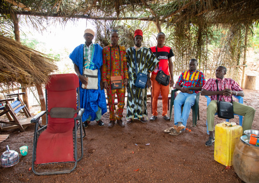 Young men attending the Poro society age-grade initiation in Senufo tribe during a ceremony, Savanes district, Ndara, Ivory Coast