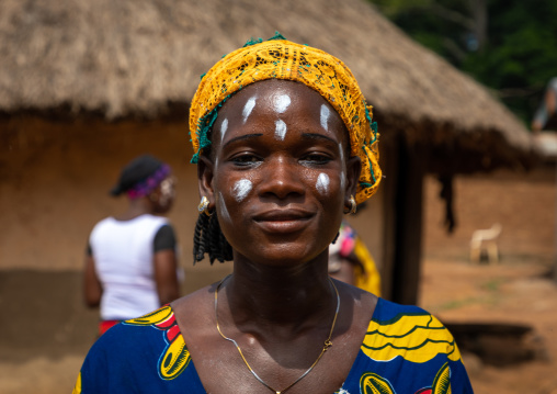 Dan tribe woman celebrating the yam harvest in a village, Bafing, Godoufouma, Ivory Coast