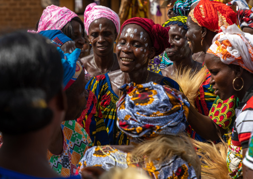 Dan tribe women celebrating the yam harvest in a village, Bafing, Godoufouma, Ivory Coast