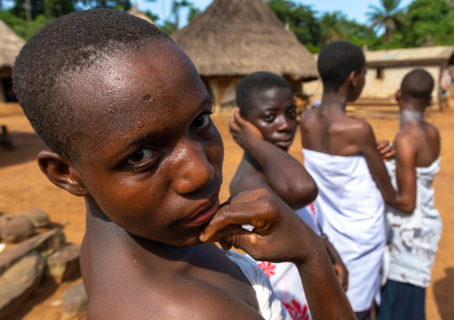 Dan tribe young women dancing during a ceremony, Bafing, Gboni, Ivory Coast