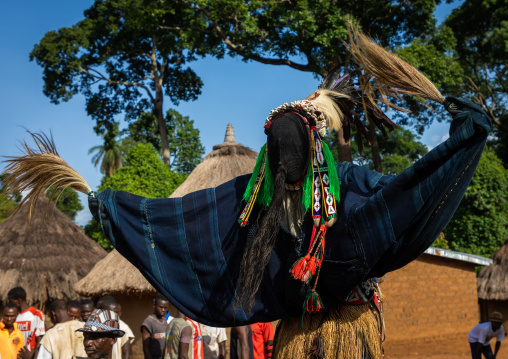 The tall mask dance called Kwuya Gblen-Gbe in the Dan tribe during a ceremony, Bafing, Gboni, Ivory Coast