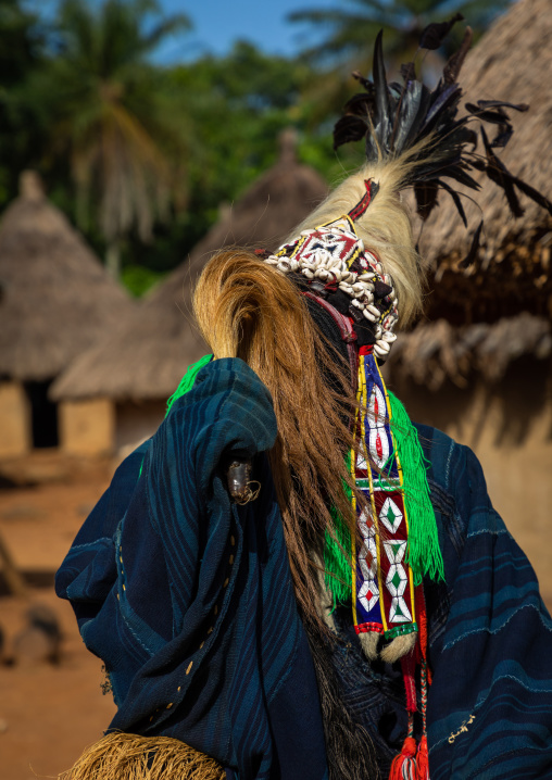 The tall mask dance called Kwuya Gblen-Gbe in the Dan tribe during a ceremony, Bafing, Gboni, Ivory Coast