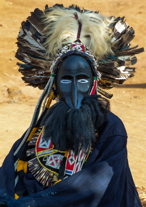 Dan tribe mask sacred dance during a ceremony, Bafing, Gboni, Ivory Coast