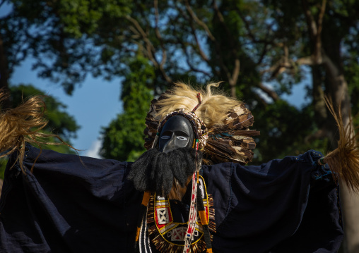 Dan tribe mask sacred dance during a ceremony, Bafing, Gboni, Ivory Coast