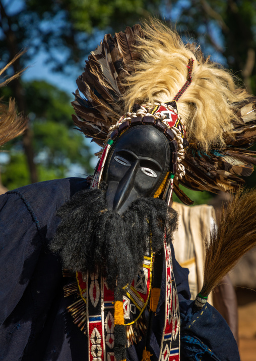 Dan tribe mask sacred dance during a ceremony, Bafing, Gboni, Ivory Coast