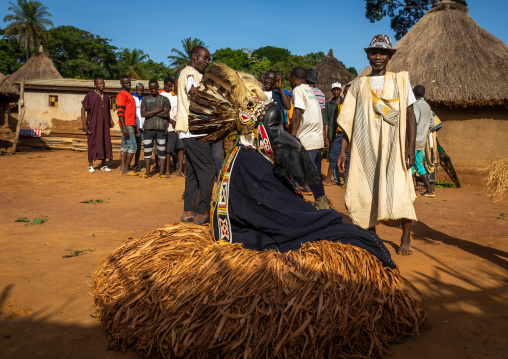 Dan tribe mask sacred dance during a ceremony, Bafing, Gboni, Ivory Coast