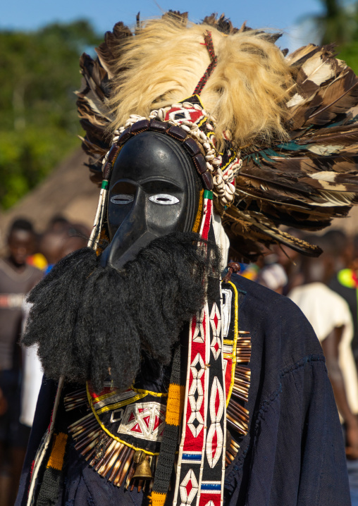 Dan tribe mask sacred dance during a ceremony, Bafing, Gboni, Ivory Coast