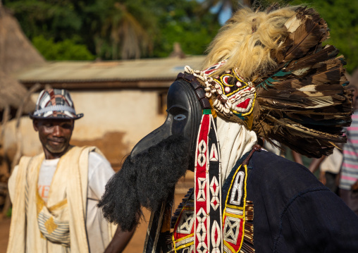 Dan tribe mask sacred dance during a ceremony, Bafing, Gboni, Ivory Coast