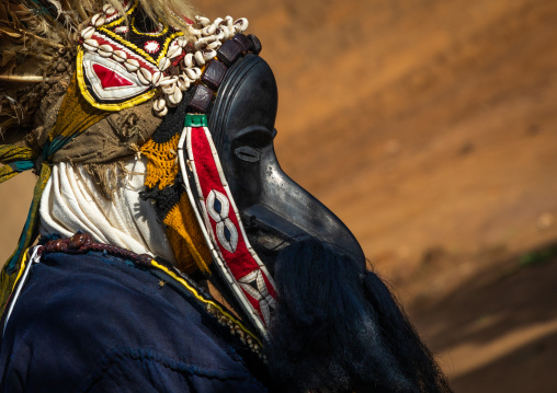 Dan tribe mask sacred dance during a ceremony, Bafing, Gboni, Ivory Coast